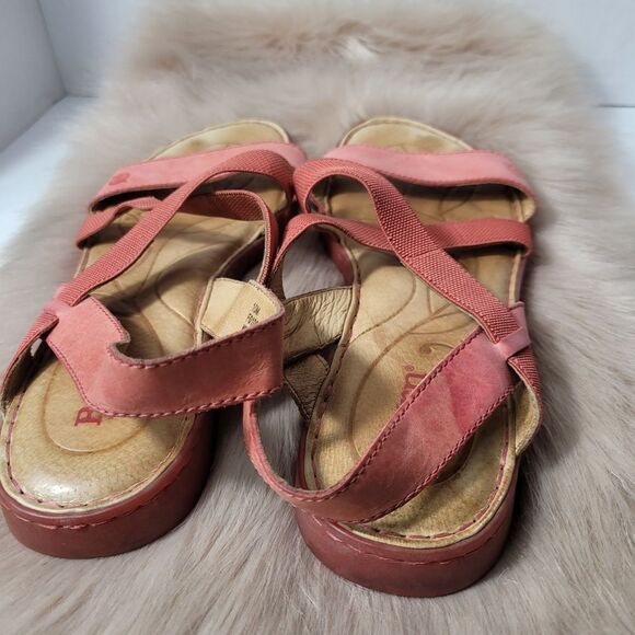 Born Elastic Strap Leather Sling Back Sandals Red Size 10 - Picture 5 of 9
